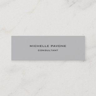Stylish Silver Gray Simple Plain Professional Mini Business Card