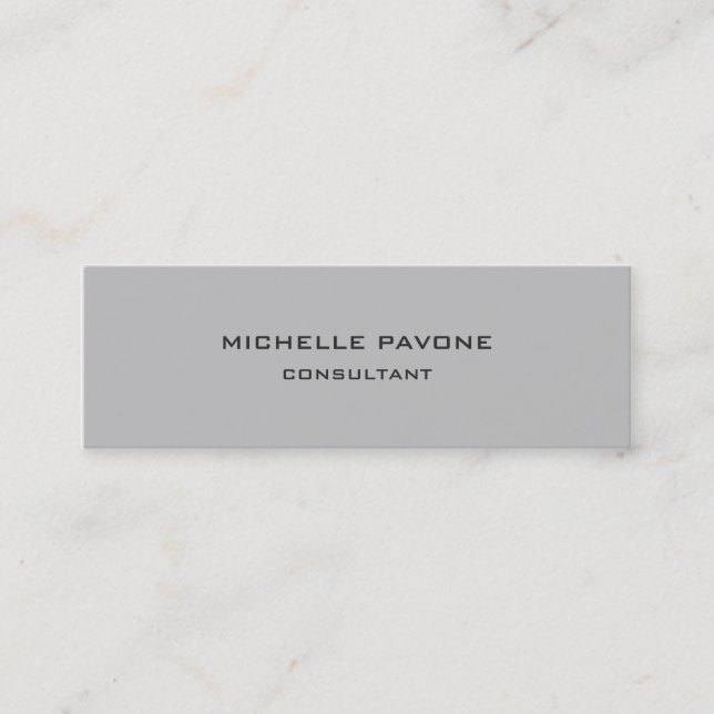 Stylish Silver Gray Simple Plain Professional Mini Business Card (Front)