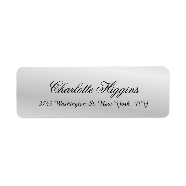 Stylish Silver Grey Plain Elegant Unique Script Label (Front)