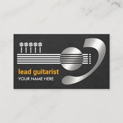 Stylish Silver Guitar Professional DJ Business Card