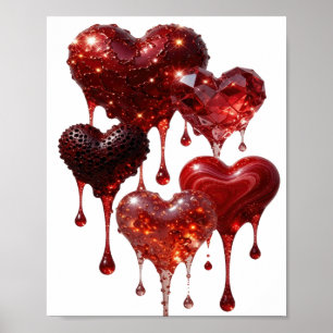 Stylish Silver HEARTS OF GLITTER Poster