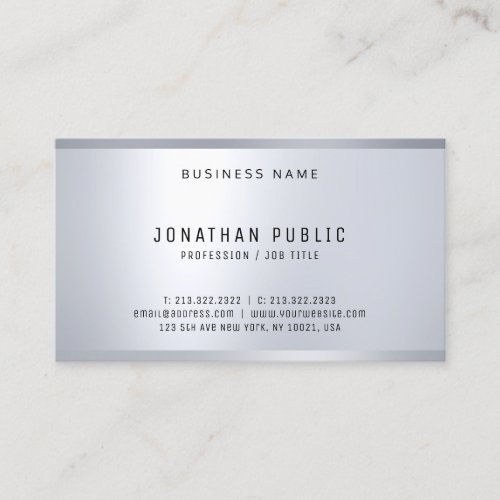 Stylish Silver Look Template Modern Simple Design Business Card
