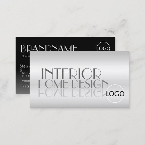 Stylish Silver Mirror Letters with Logo Modern Business Card