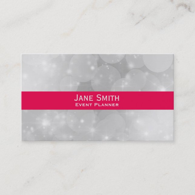 Stylish silver modern trendy Events Planner Business Card (Front)