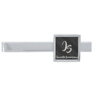 Stylish Silver Monogram for Successful Businessman Finish Tie Bar
