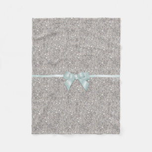 Stylish Silver Sequins, Bow & Ribbon Fleece Blanket