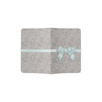 Stylish Silver Sequins, Bow & Ribbon Passport Holder