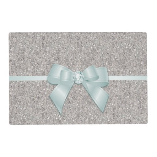 Stylish Silver Sequins Bow  Ribbon Placemat