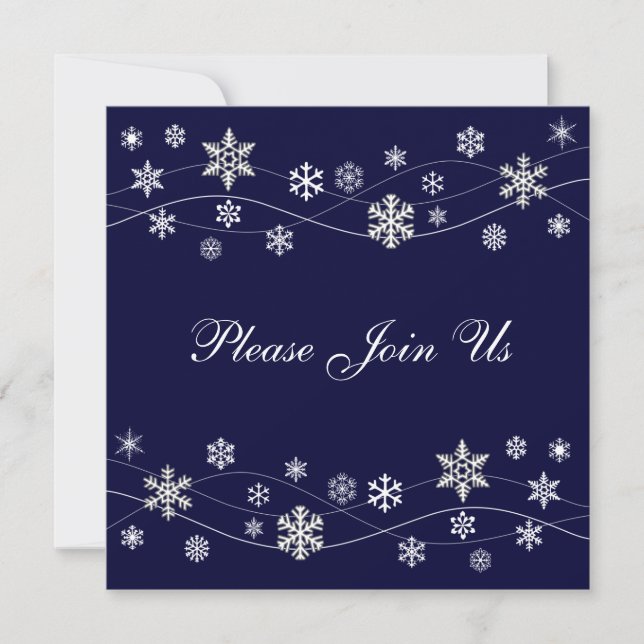 Stylish Silver Snowflakes Invitation Template (Front)