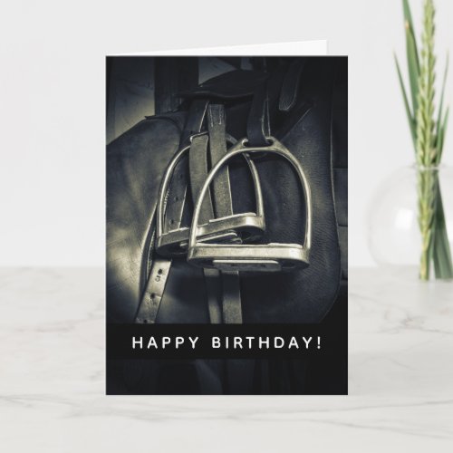 Stylish Silver Stirrups Happy Birthday Card
