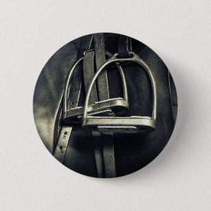 Stylish Silver Stirrups on English Riding Saddle Button