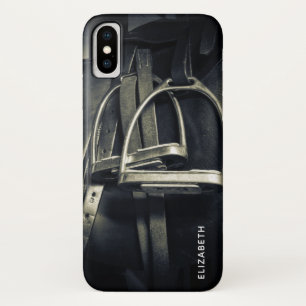 Stylish Silver Stirrups on English Riding Saddle iPhone X Case