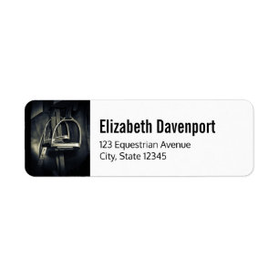 Stylish Silver Stirrups on English Riding Saddle Label