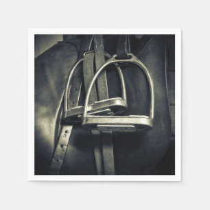 Stylish Silver Stirrups on English Riding Saddle Napkins