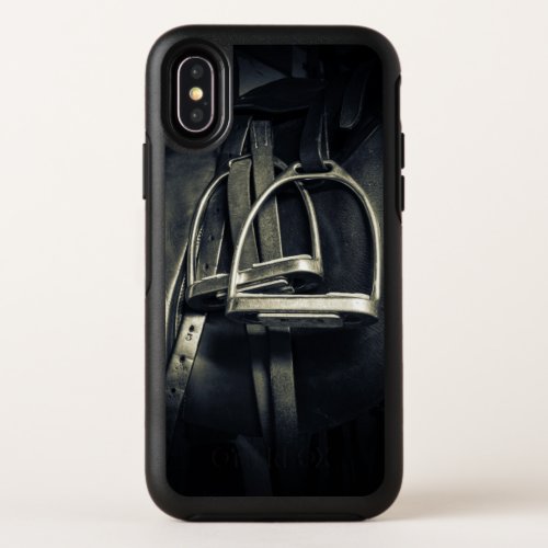 Stylish Silver Stirrups on English Riding Saddle OtterBox Symmetry iPhone X Case
