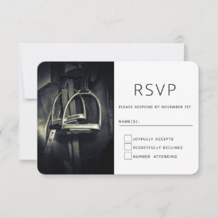 Stylish Silver Stirrups on English Riding Saddle RSVP Card
