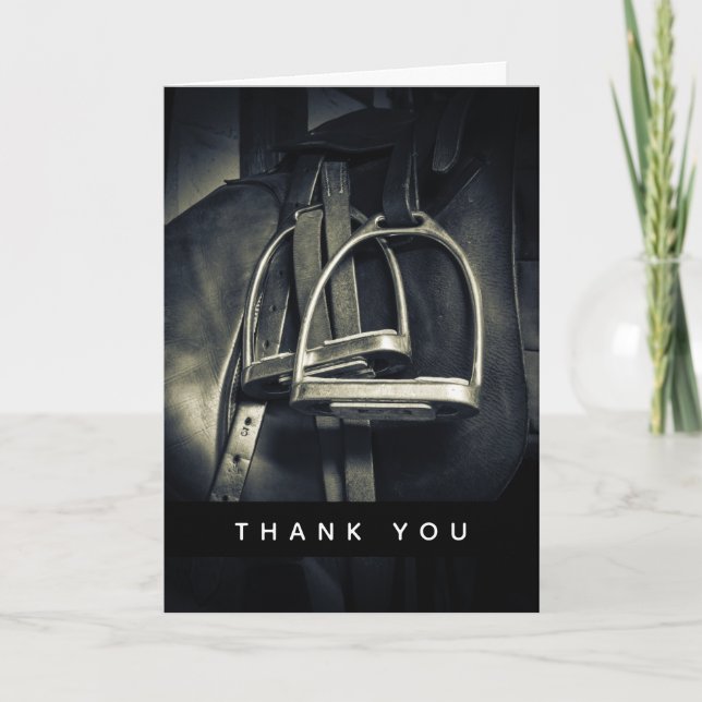Stylish Silver Stirrups Photograph Thank You Card (Front)