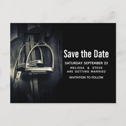 Stylish Silver Stirrups Save the Date Invitation Postcard