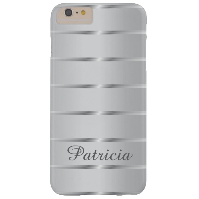 Stylish Silver Stripes Custom Name Case-Mate iPhone Case (Back)