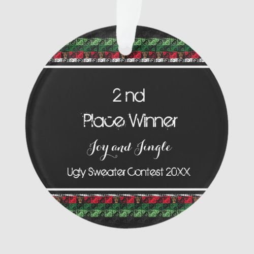 Stylish Silver Ugly Sweater Medallion 2nd Place Ornament