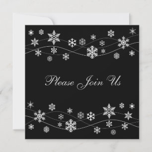 Stylish Silver White Snowflakes Invitations