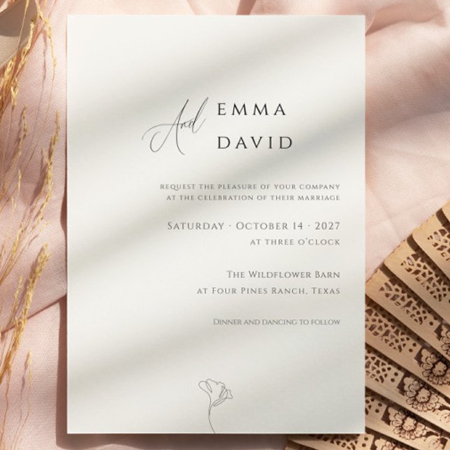 Stylish Simple Black & White Calligraphy Wedding Invitation (Stylish Simple Black & White Calligraphy Wedding Invitation - customizations available)