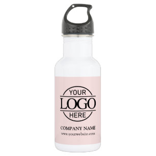 Stylish Simple Blush Pink Company Business Logo Stainless Steel Water Bottle