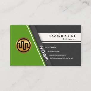 Stylish Simple Civil Engineer's Green Trapezium Business Card