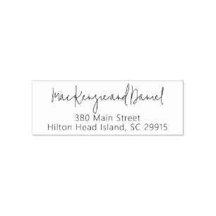 Stylish Simple Couple Script Wedding Address Self-inking Stamp