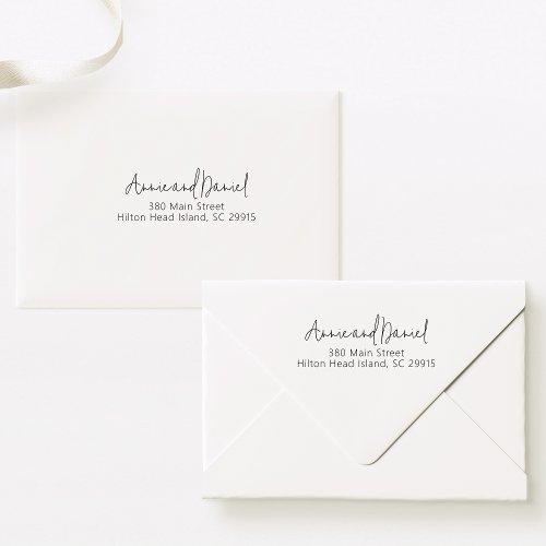 Stylish Simple Couple Script Wedding Address  Self_inking Stamp