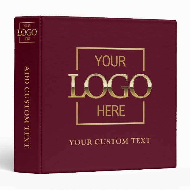Stylish Simple Custom Business Logo No Minimum 3 Ring Binder (Front/Spine)