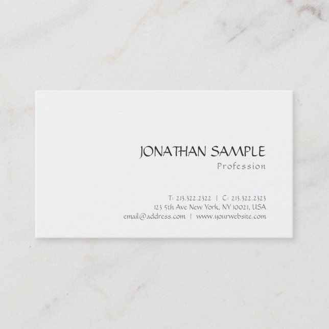 Stylish Simple Design Modern Plain Pretty Trendy Business Card (Front)