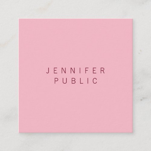 Stylish Simple Design Pale Pink Professional Plain Square Business Card