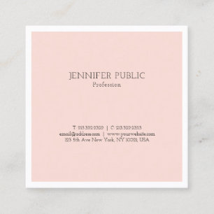 Stylish Simple Design Trendy Blush Pink Luxury Square Business Card