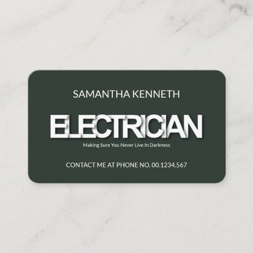 Stylish Simple Electrician Dark Shadows Business Card