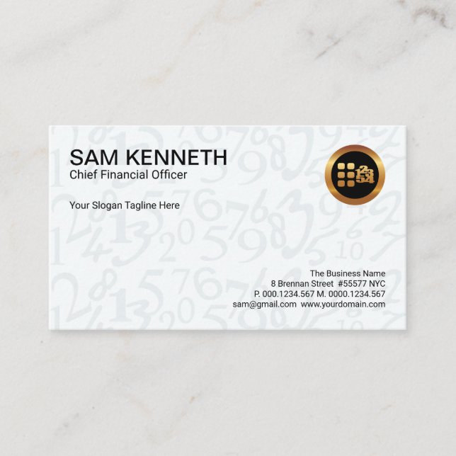 Stylish Simple Elegant Grey Floating Numbers Business Card (Front)