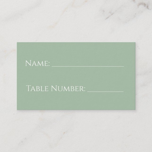 Stylish Simple Eucalyptus Wedding Reception Name Place Card (Front)