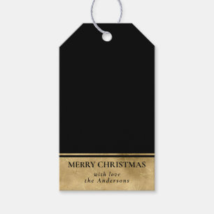 Stylish Simple Faux Gold and Black Christmas Gift Tags