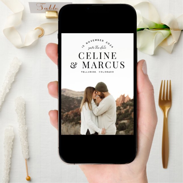 Stylish Simple Full Photo Double-sided Save The Date (Front Digital)