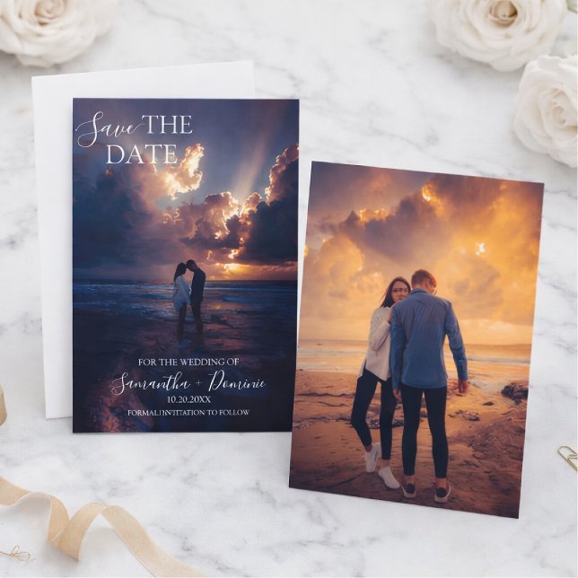 Stylish Simple Full Photo Double-sided Save The Date (Creator Uploaded)