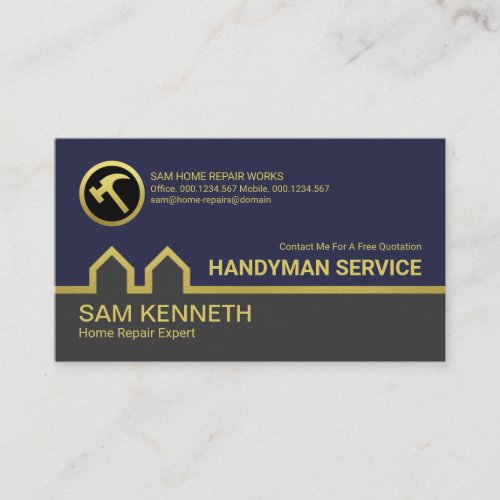 Stylish Simple Gold Building Line Handyman Service Business Card