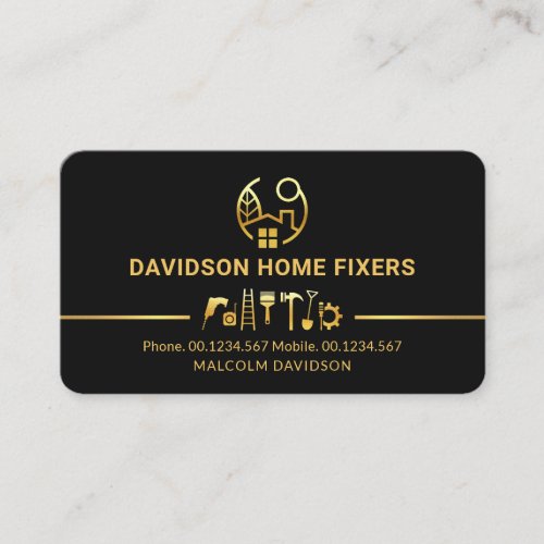Stylish Simple Gold Handyman Tools Line Business Card