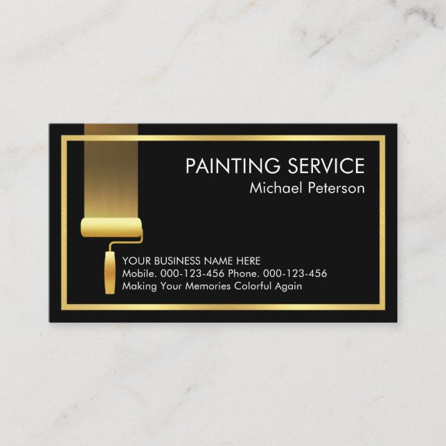 Stylish Simple Gold Painter's Frame Business Card (Front)