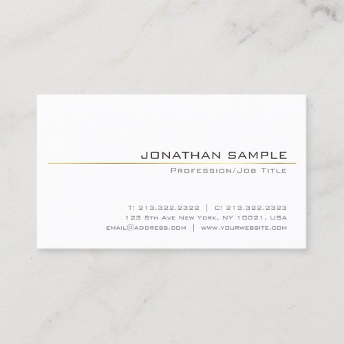 Stylish Simple Gold Stripe Design Trendy White Business Card