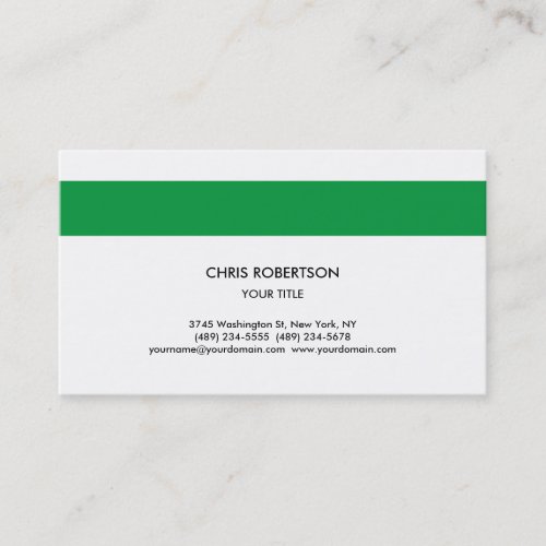 Stylish Simple Green Line White Minimalist Modern Business Card