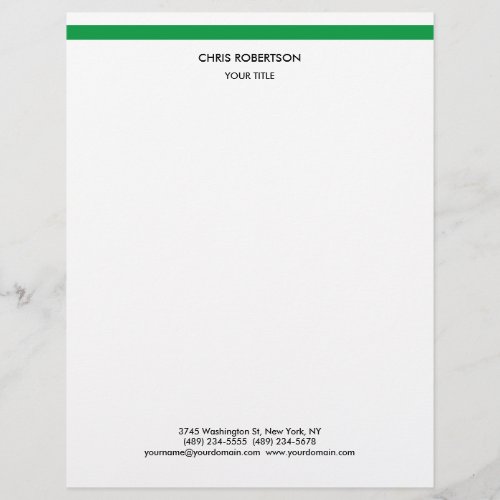 Stylish Simple Green Line White Minimalist Modern Letterhead