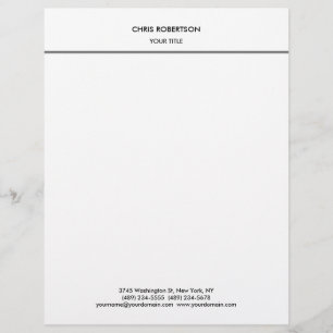 Stylish Simple Grey Line White Minimalist Modern Letterhead