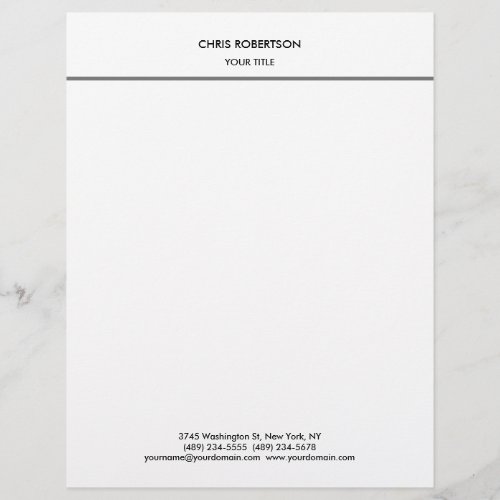 Stylish Simple Grey Line White Minimalist Modern Letterhead