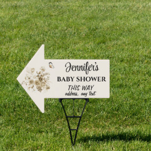 Stylish Simple Linen Color Arrow Boho Baby Shower  Sign