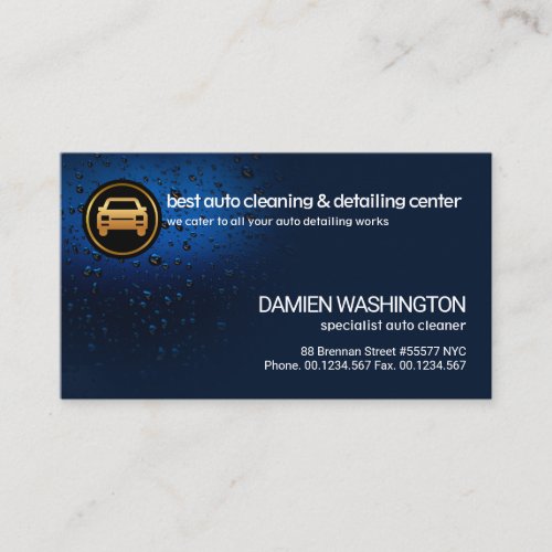 Stylish Simple Luminescent Water Drops Car Wash Business Card